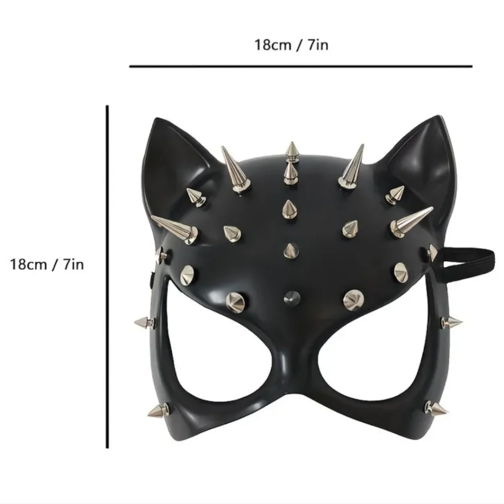 🐈‍⬛ Cosplay High Quality Acrylic Half Face Spiked & Studded Sexy Black Cat Mask
